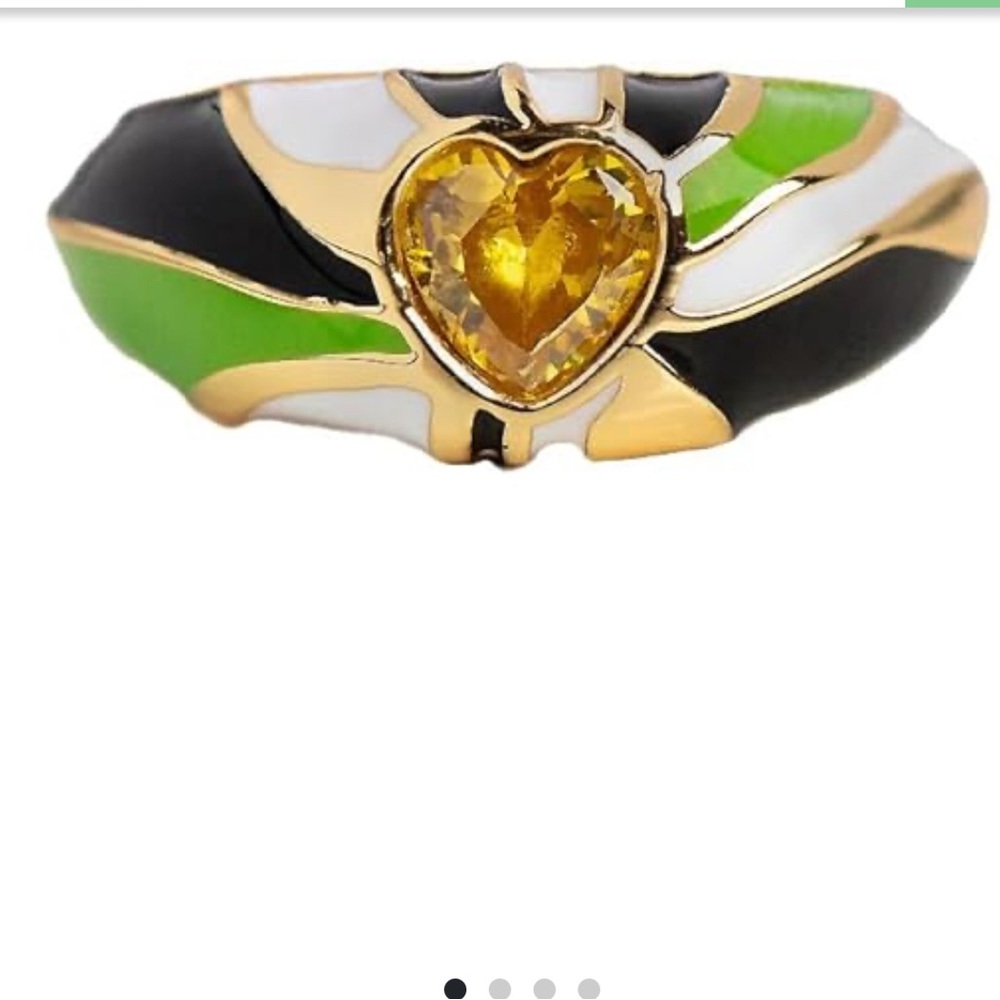 Local Eclectic Good Vibrations Enamel Ring 
Plated with 14K gold 
Size 8